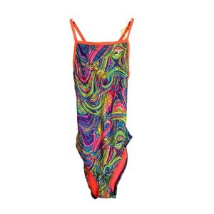 The Finals Radical Foil Flutterback Swimsuit Multi Color Psychedelic XS 32 NWT